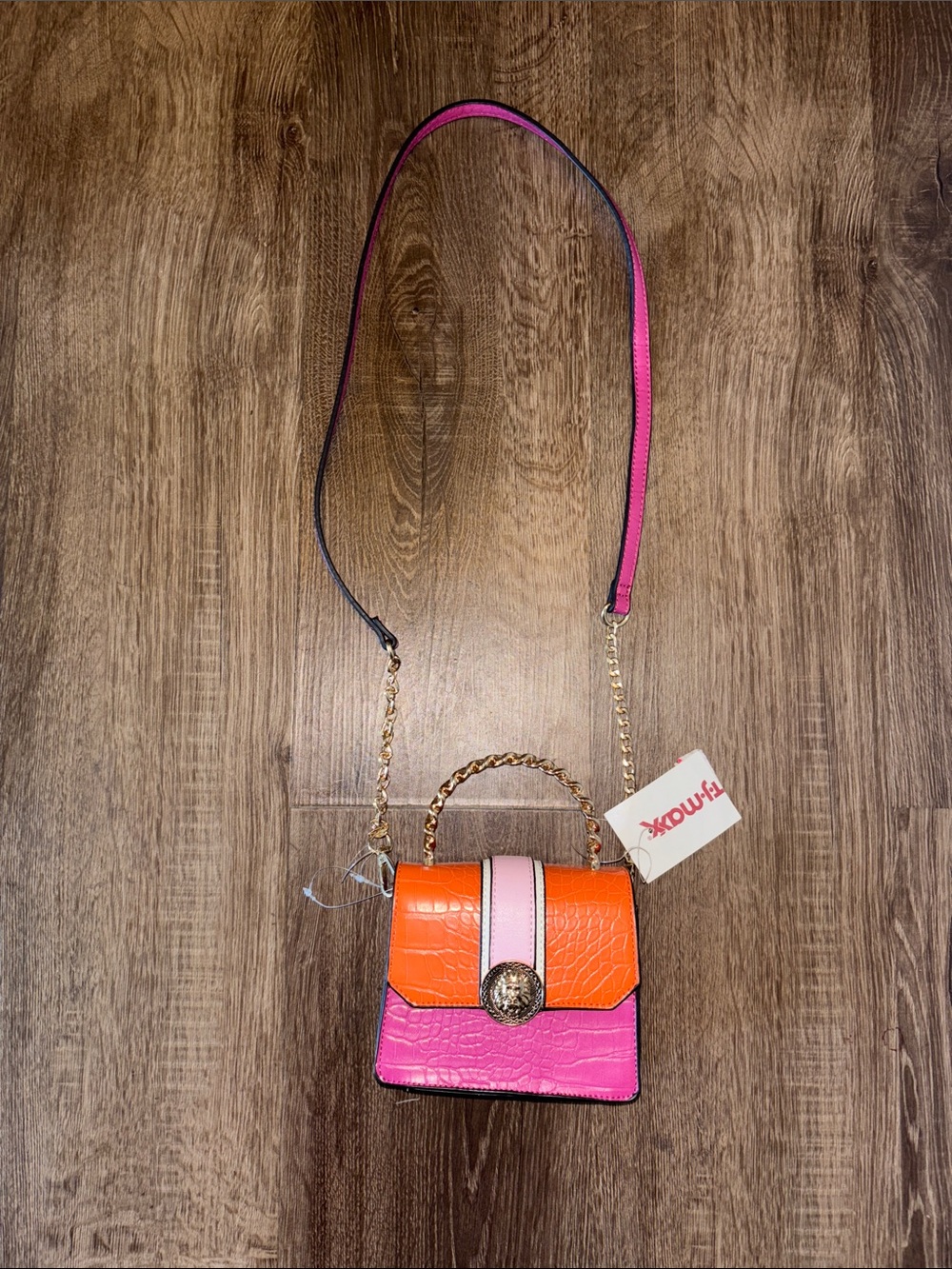 Aldo Pink and Orange Mini Crossbody Satchel